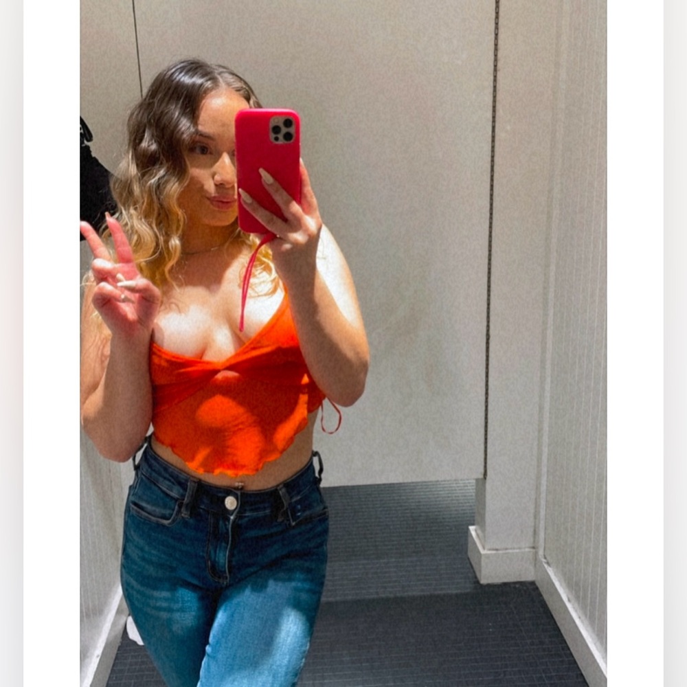 Garage Orange Mesh Crop Top